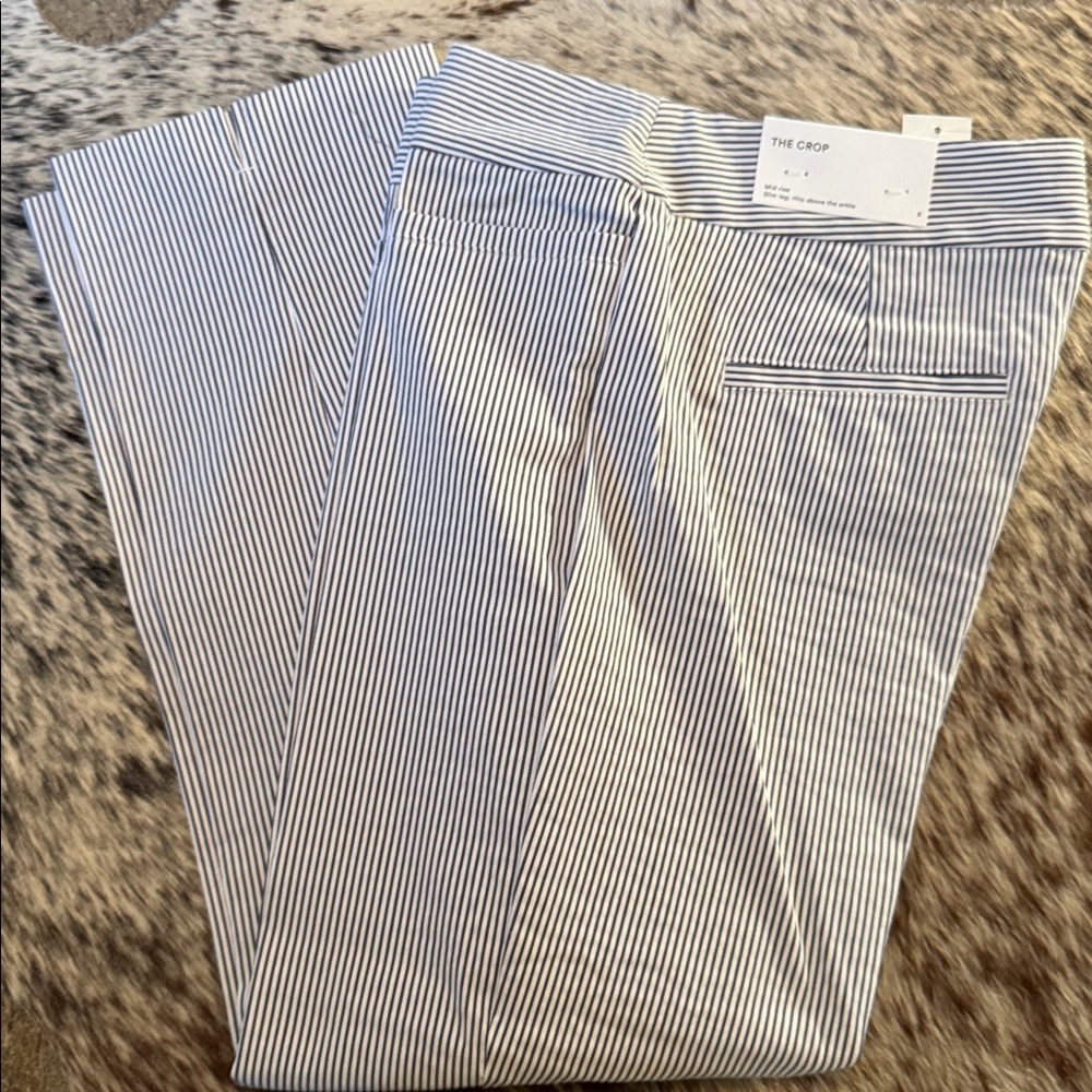 Seersucker Striped Blue and White Pants